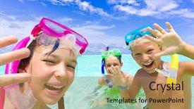  Presentation with sports children - Amazing presentation having water sports - young children snorkeling backdrop and a coral colored foreground