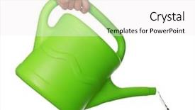  Presentation with white green - Beautiful slide set featuring water spout - female hand pouring from green backdrop and a white colored foreground