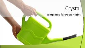  Presentation with hand holding colorful brain sketch - Beautiful slide deck featuring water spout - hand holding watering can isolated backdrop and a white colored foreground