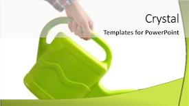  Presentation with white - Beautiful theme featuring water spout - hand holding watering can isolated backdrop and a white colored foreground