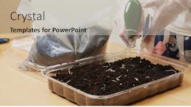  Presentation with soil water - Slide set consisting of water-spray-on-soil background and a light gray colored foreground