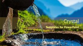  Presentation with spring water - Theme consisting of water-spring-on-alps-mountains background and a  colored foreground