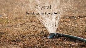  Presentation with water heat - Colorful PPT theme enhanced with drought - water sprinkler in dry grass backdrop and a coral colored foreground
