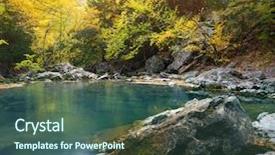  Presentation with nature - PPT layouts having water stone - lake in autumn forest nature background and a ocean colored foreground