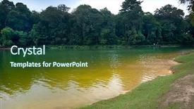  Presentation with singapore - Theme having reservoir in macritchie park singapore background and a forest green colored foreground