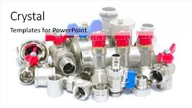  Presentation with plumbing fixtures - PPT theme enhanced with water supply pipe - plumbing fixtures and piping parts background and a white colored foreground