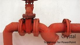  Presentation with water pipe - Cool new PPT theme with red metal pipe backdrop and a red colored foreground