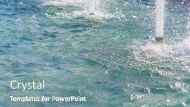  Presentation with water fountain - Beautiful presentation design featuring water-surface-in-a-city backdrop and a seafoam green colored foreground