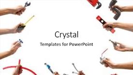  Presentation with plumbing - Cool new theme with water tap - set of male hands holding backdrop and a white colored foreground