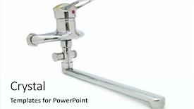  Presentation with water tap - Amazing slide set having water tap isolated on white background backdrop and a cool aqua colored foreground