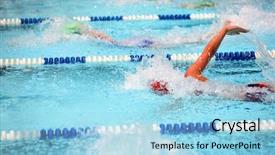  Presentation with race - Slide set featuring water team sport - freestyle race background and a light blue colored foreground