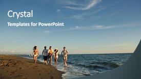  Presentation with fun - Colorful PPT layouts enhanced with water team sport - happy young people group have backdrop and a teal colored foreground