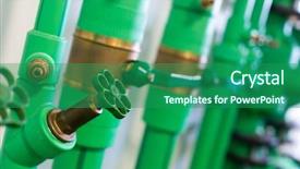  Presentation with water technology - Beautiful presentation theme featuring water technology engineering - pipes and valves of heating backdrop and a ocean colored foreground