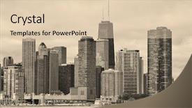  Presentation with chicago skyline - Presentation featuring water tower - chicago city urban skyline black background and a lemonade colored foreground