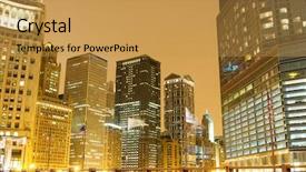  Presentation with chicago - Audience pleasing slide deck consisting of water tower - chicago downtown area at night backdrop and a yellow colored foreground