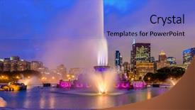  Presentation with chicago skyline - Theme having water tower - chicago skyline panorama with skyscrapers background and a light blue colored foreground