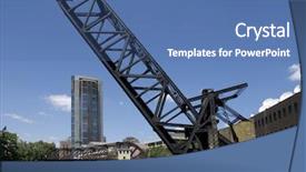  Presentation with bridge - PPT theme featuring water tower - kinzie street railroad bridge across background and a ocean colored foreground