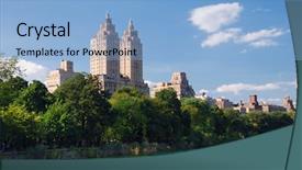  Presentation with new york city subway station - Colorful PPT theme enhanced with water tower - new york city central park backdrop and a light blue colored foreground