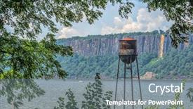  Presentation with water river - Beautiful presentation theme featuring water tower overlooking the hudson backdrop and a gray colored foreground