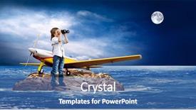  Presentation with airplane - Slides consisting of water transportation - child with airplane background and a ocean colored foreground