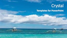  Presentation with turquoise beach - Colorful theme enhanced with water travel vacation at philippines backdrop and a teal colored foreground