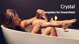  Presentation with tub - Slides consisting of water treatment space - adult attractive woman relaxing background and a dark gray colored foreground