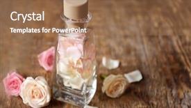  Presentation with water treatment - Cool new slide deck with water treatment space - glass bottle with rose petals backdrop and a tawny brown colored foreground