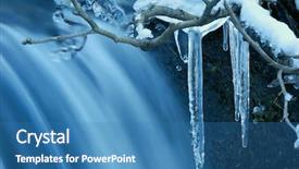  Presentation with mountain stream - Presentation theme enhanced with water trees - icicle frozen on a branch background and a teal colored foreground
