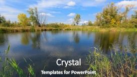  Presentation with autumn - PPT theme consisting of water trees - nice autumn day on lake background and a ocean colored foreground