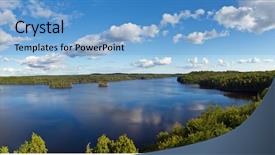  Presentation with summer time - Presentation theme featuring water trees - panorama of swedish lake background and a  colored foreground