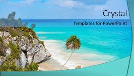  Presentation with turquoise beach - PPT theme with water trees - tulum turquoise beach palm tree background and a light blue colored foreground