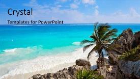  Presentation with turquoise beach - Presentation featuring water trees - tulum turquoise beach palm tree background and a light blue colored foreground