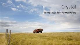 Presentation with truck - PPT theme enhanced with open road abstract landscape - water truck on the prairie background and a light blue colored foreground