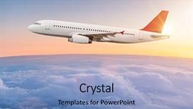  Presentation with commercial air ducts - Amazing presentation theme having water turbine - commercial airplane flying above dramatic backdrop and a light blue colored foreground