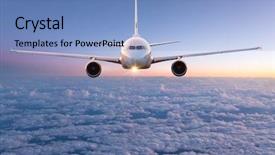  Presentation with recycling commercial - Slide deck featuring water turbine - commercial airplane flying above dramatic background and a light blue colored foreground