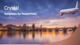  Presentation with water turbine - Theme featuring water turbine - commercial airplane flying above dramatic background and a ocean colored foreground