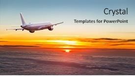  Presentation with commercial - PPT theme having water turbine - commercial airplane flying above dramatic background and a light blue colored foreground