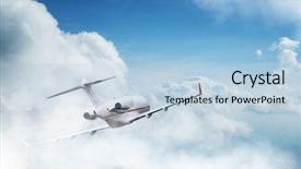  Presentation with flying - PPT layouts consisting of water turbine - small private jetplane flying above background and a light blue colored foreground