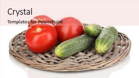  Presentation with ripe golden potato on white - PPT layouts consisting of water twisting garden - ripe cucumbers and tomatoes isolated background and a  colored foreground