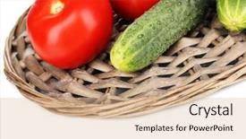  Presentation with cucumbers - Amazing presentation design having water twisting garden - ripe cucumbers and tomatoes isolated backdrop and a  colored foreground