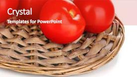  Presentation with red - Beautiful slide deck featuring water twisting garden - ripe red tomatoes isolated backdrop and a  colored foreground