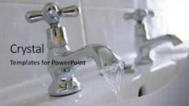  Presentation with water utility - Colorful presentation theme enhanced with water utility - close-up of victorian-style basin taps backdrop and a light gray colored foreground