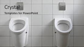  Presentation with water utility - Colorful PPT theme enhanced with water utility - public toilet interior with pissoirs backdrop and a light gray colored foreground