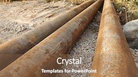  Presentation with water utility - Cool new slide set with water utility - rusty tubes in the ground backdrop and a coral colored foreground