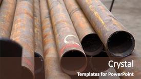  Presentation with ground water - Cool new PPT layouts with water utility - rusty tubes in the ground backdrop and a tawny brown colored foreground