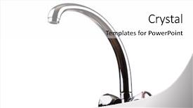  Presentation with commitment on chrome carabine - Amazing slides having water valve - chrome tap isolated on white backdrop and a white colored foreground