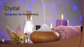  Presentation with vapor - PPT theme enhanced with water vapor - aroma oil diffuser and candles background and a light blue colored foreground