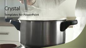  Presentation with cooking chef - Beautiful PPT layouts featuring water vapor - chef cooking tasty dish backdrop and a light gray colored foreground