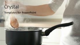  Presentation with vapor - Slide deck enhanced with water vapor - chef cooking tasty dish background and a mint green colored foreground