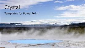  Presentation with water springs - Presentation having water vapor - geothermal activity and hot springs background and a light blue colored foreground
